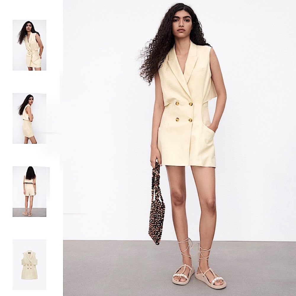 Zara linen blazer romper dress